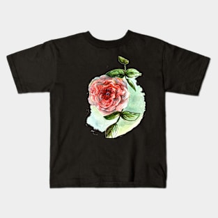 A Single Rose Watercolor Kids T-Shirt